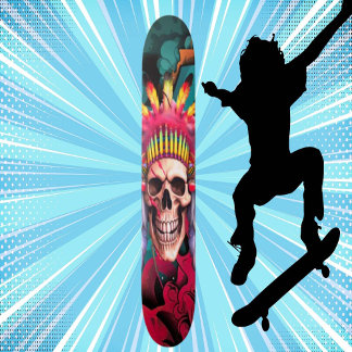 Graffiti de skateboard personnalisé crâne amérindi