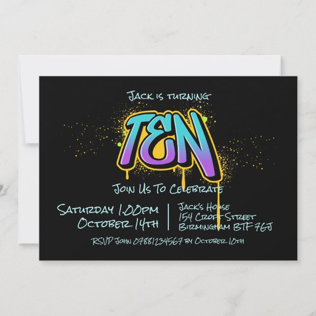 Graffiti Dix Invitation (Devant)