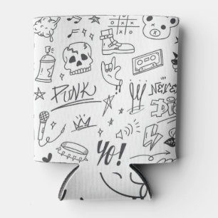Graffiti Doodles: Punk Music Scribble Can Cooler