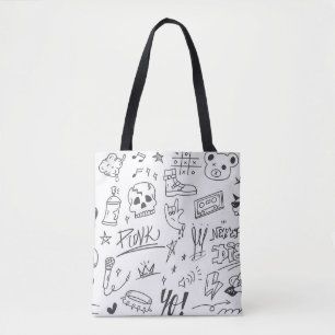 Graffiti Doodles: Punk Music Scribble Tote Bag