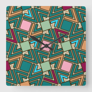 Graffiti Explosion Modern Geometric Pattern Square Wall Clock