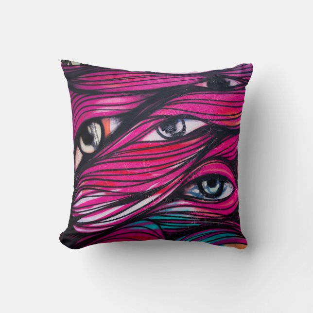 Graffiti Eye Urban Street Art Throw Pillow (Front)