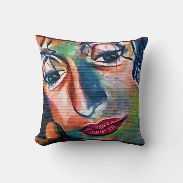 Graffiti Face Art Pillow (Front)