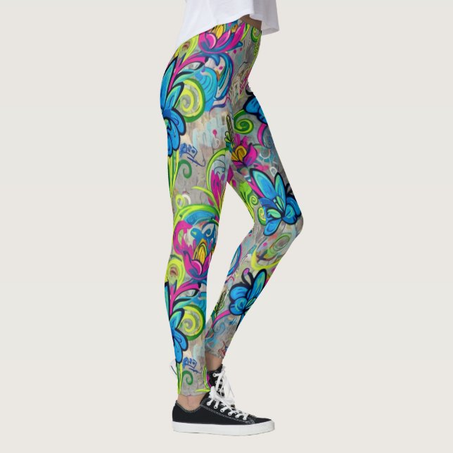 Graffiti Flowers Leggings (Right)