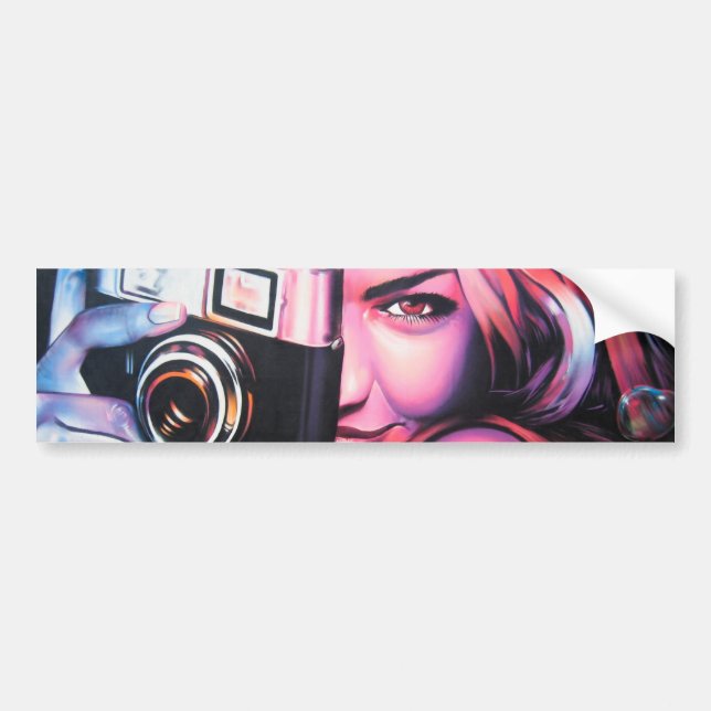 Graffiti Girl Photographer Bumper Sticker (Front)