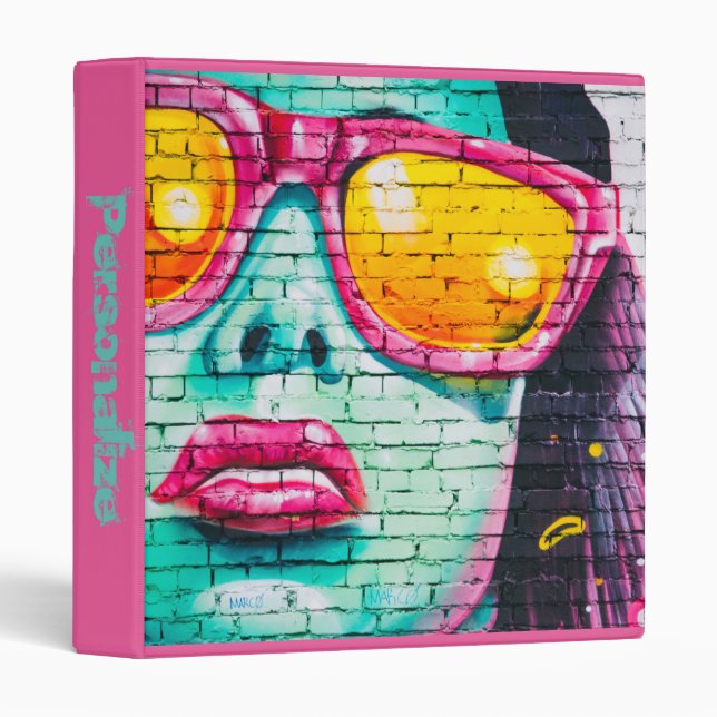 Graffiti girl pop street art colourful woman binder (Front/Spine)