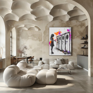 Graffiti Girl with Heart and Lockers – Urban Art Poster