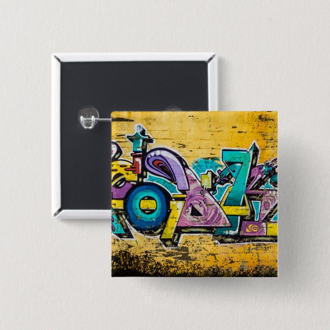 Graffiti, Grundarfjordur, Iceland 2 Inch Square Button (Front & Back)