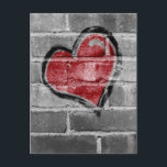 Graffiti Heart Postcard<br><div class="desc">An original graffiti illustration of a red heart on a brick wall. Perfect to add initials,  lovebirds' names or anything you desire -  it's totally customizable for you to personalize as you please!</div>