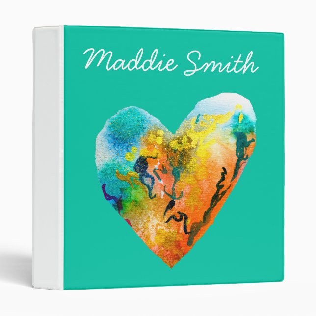 Graffiti heart watercolor art binder (Front/Spine)