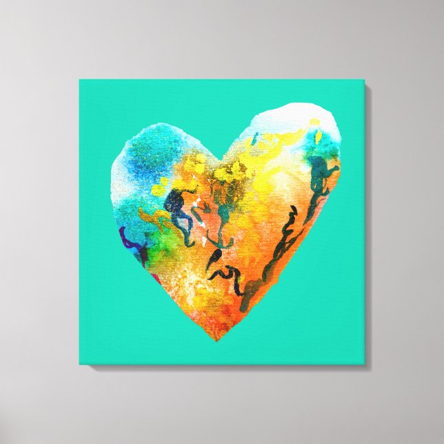 Graffiti heart watercolor art canvas print (Front)