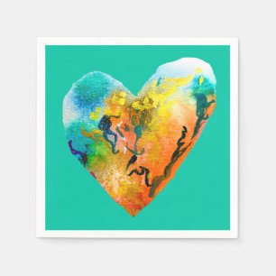 Graffiti heart watercolor art napkin