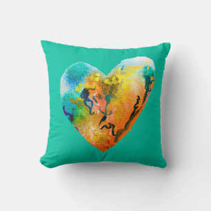 Graffiti heart watercolor art throw pillow