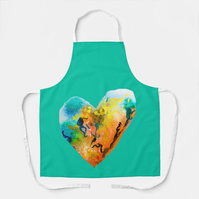 Graffiti heart watercolor street art apron (Front)