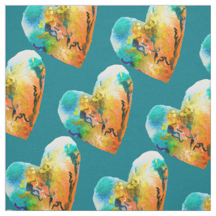 Graffiti heart watercolor street art fabric