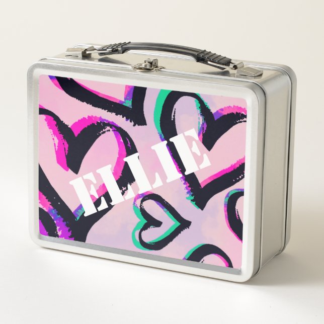Graffiti Hearts Lunchbox en acier inoxydable (Devant)