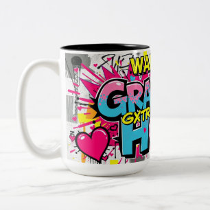 Graffiti Hugs from Grandma Two-Tone Coffee Mug
