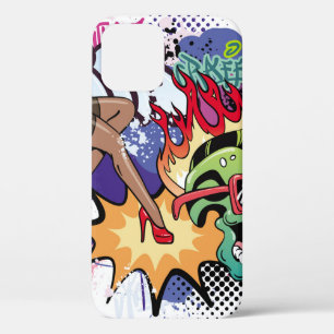 Graffiti illustration with street graffiti letters iPhone 12 case