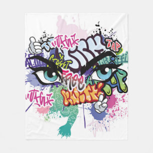 Graffiti illustration with street graffiti letters fleece blanket