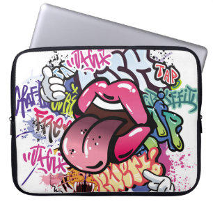 Graffiti illustration with street graffiti letters laptop sleeve