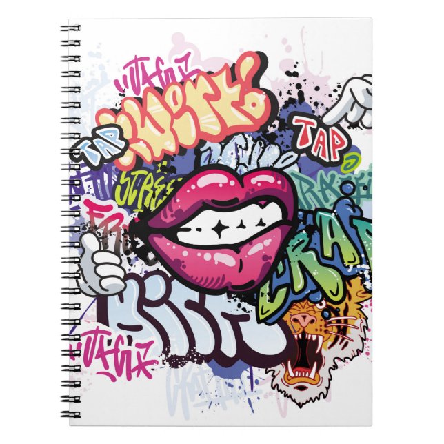 Graffiti illustration with street graffiti letters notebook (Front)