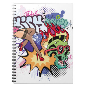 Graffiti illustration with street graffiti letters notebook