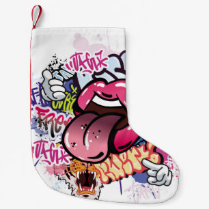 Graffiti illustration with street graffiti letters small christmas stocking