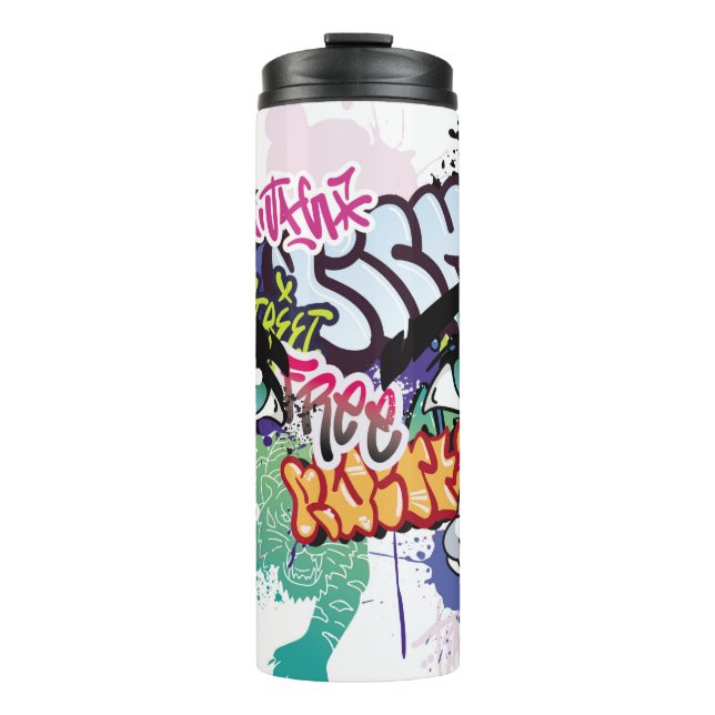 Graffiti illustration with street graffiti letters thermal tumbler (Front)