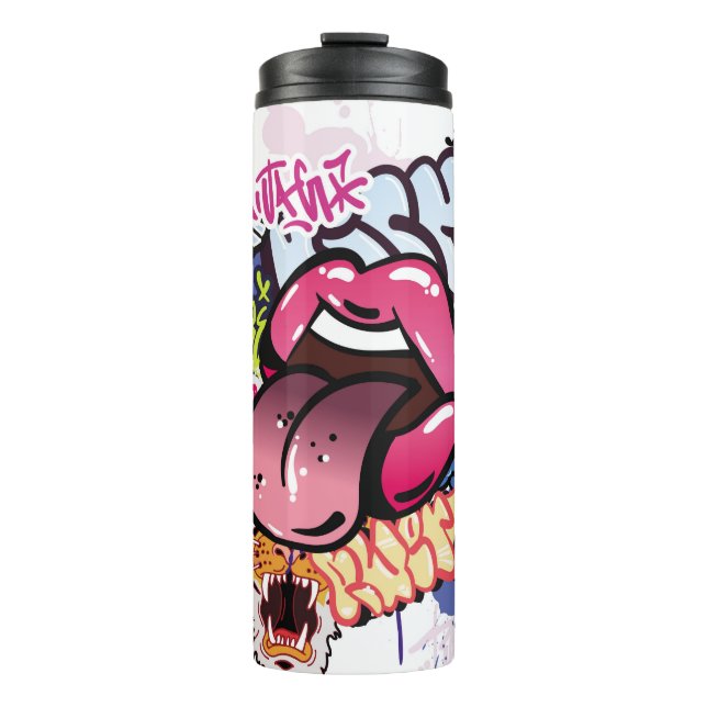 Graffiti illustration with street graffiti letters thermal tumbler (Front)