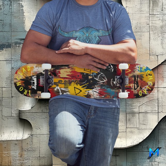 Graffiti-Inspired & Bold Abstract Symbol and Skull Skateboard (Creator Uploaded)