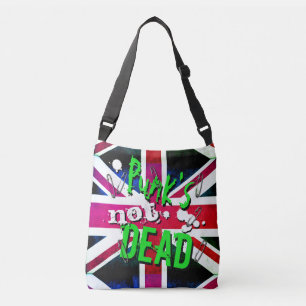 Graffiti inspired Punk's Not Dead Union Jack Crossbody Bag