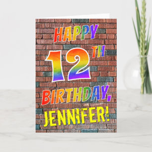 Graffiti Inspired Rainbow Look HAPPY 12TH BIRTHDAY Card