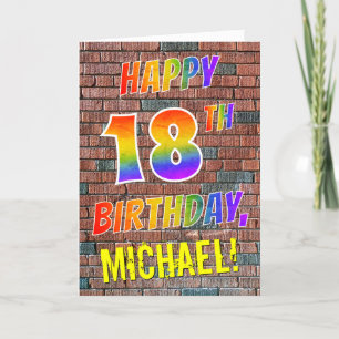 Graffiti Inspired Rainbow Look HAPPY 18TH BIRTHDAY Card