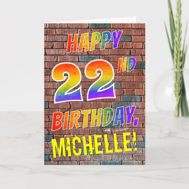Graffiti Inspired Rainbow Look HAPPY 22ND BIRTHDAY Card (Front)