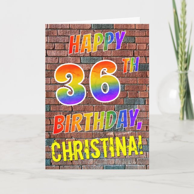 Graffiti Inspired Rainbow Look HAPPY 36TH BIRTHDAY Card (Front)