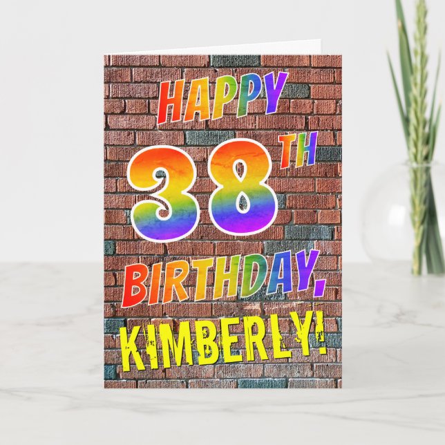 Graffiti Inspired Rainbow Look HAPPY 38TH BIRTHDAY Card (Front)