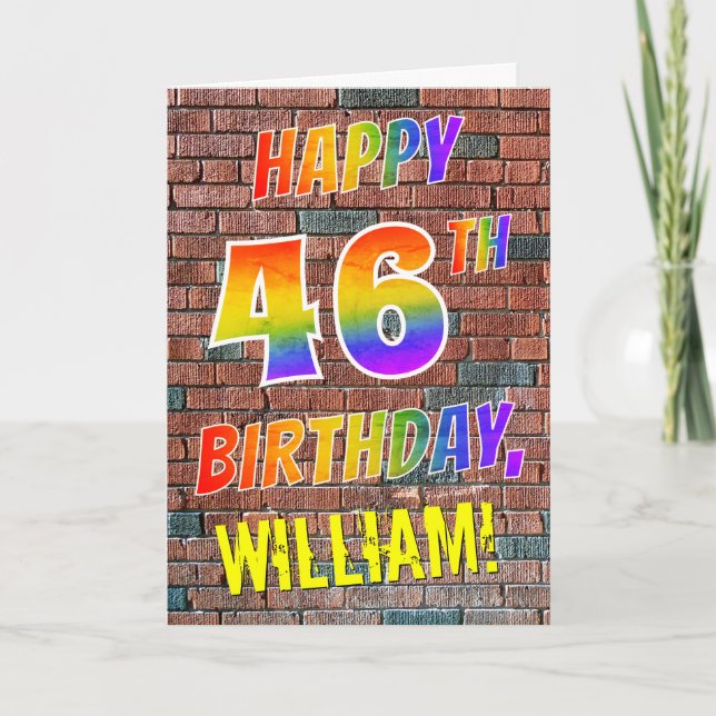 Graffiti Inspired Rainbow Look HAPPY 46TH BIRTHDAY Card (Front)