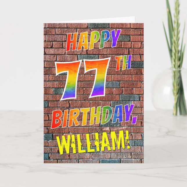 Graffiti Inspired Rainbow Look HAPPY 77TH BIRTHDAY Card (Front)