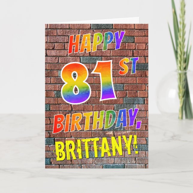 Graffiti Inspired Rainbow Look HAPPY 81ST BIRTHDAY Card (Front)