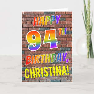 Graffiti Inspired Rainbow Look HAPPY 94TH BIRTHDAY Card