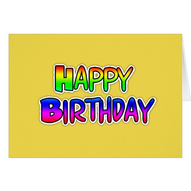 Graffiti Jaune Texte Bonne carte d'anniversaire (Devant horizontal)
