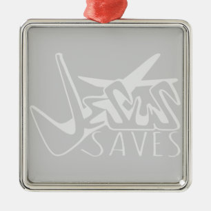 GRAFFITI JESUS SAVES - Christ On the Cross Metal Ornament