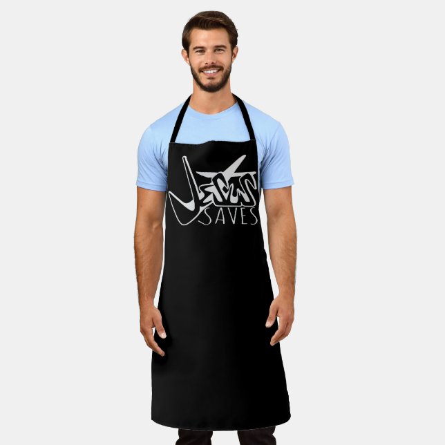 GRAFFITI JESUS SAVES CHRISTIAN APRON (Worn)
