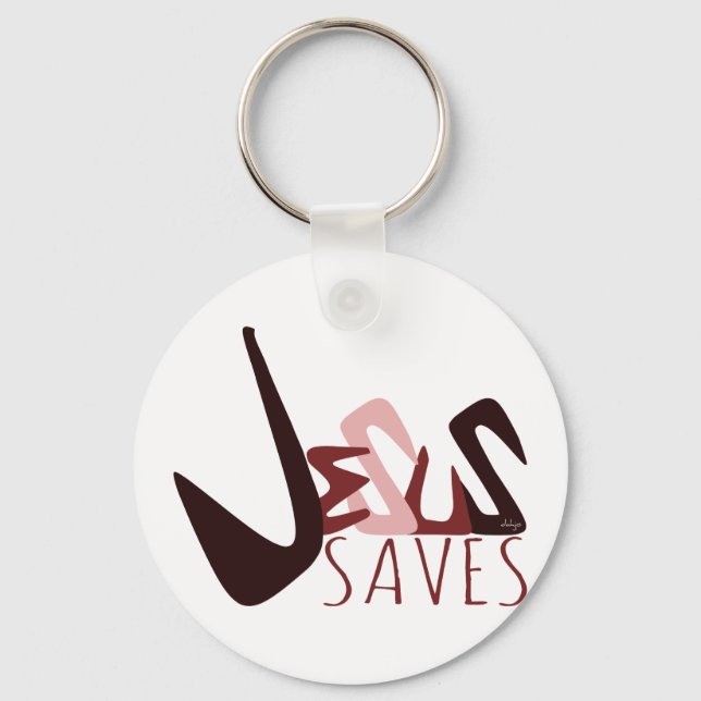 GRAFFITI JESUS SAVES in red Keychain (Front)