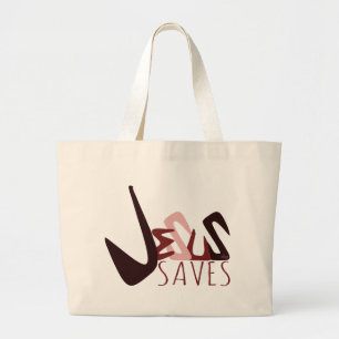 GRAFFITI JESUS SAVES in red Large Tote Bag