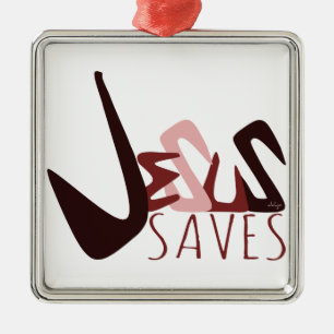 GRAFFITI JESUS SAVES in red Metal Ornament