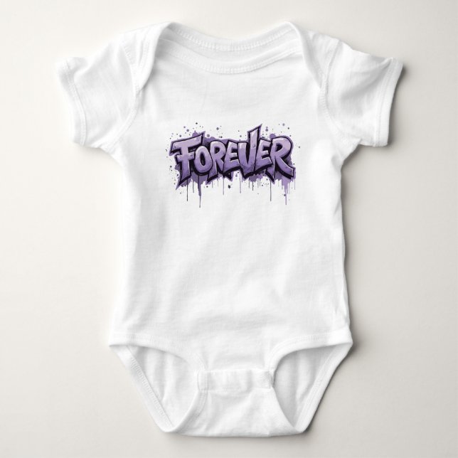 Graffiti Lavender Infinity "FOREVER" Baby Bodysuit (Front)