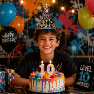 Graffiti Legend Street Cat Happy Birthday Name Party Hat