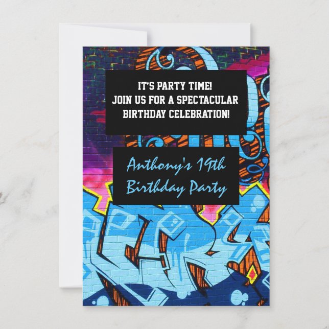 Graffiti Letters Birthday Invitation (Front)