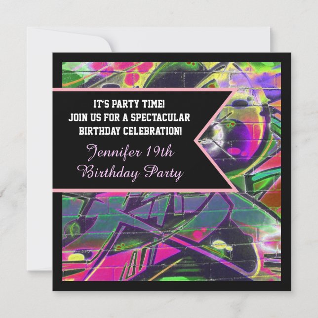 Graffiti Letters Birthday Invitation (Front)